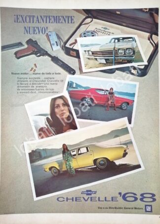 CARTEL ANTIGUO ORIGINAL DE AUTOS CHEVROLET CHEVELLE 1968 / 834
