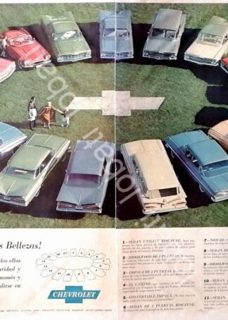 CARTEL ANTIGUO ORIGINAL DE AUTOS CHEVROLET 17 MODELOS DE 1969 / 830