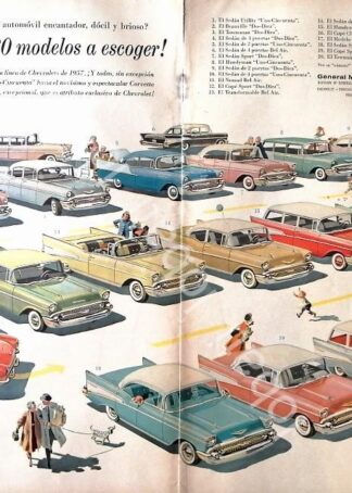 CARTEL ANTIGUO ORIGINAL DE AUTOS CHEVROLET 20 MODELOS DE 1957 / 828