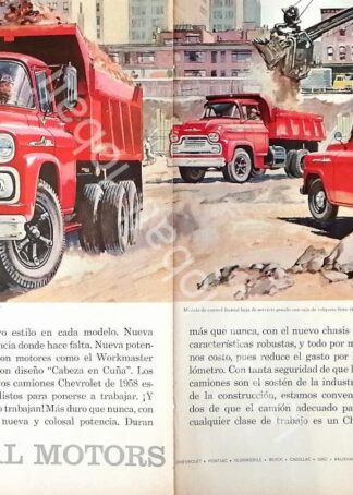 CARTEL ANTIGUO ORIGINAL DE AUTOS CAMIONETAS Y CAMIONES CHEVROLET 1958 / 827