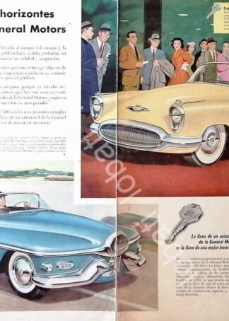 CARTEL ANTIGUO ORIGINAL DE AUTOS CHEVROLET XP-300 & LE SABRE 1953 / 825 RARO