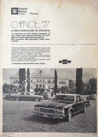 CARTEL ANTIGUO ORIGINAL DE AUTOS CHEVROLET CAPRICE 1977 / 823