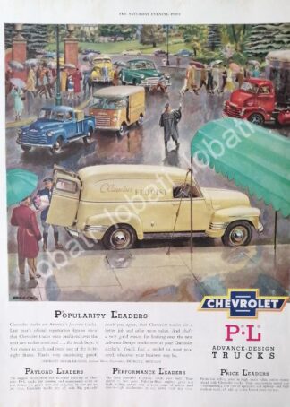 CARTEL ANTIGUO ORIGINAL DE CAMIONETAS CHEVROLET PANEL 1950 / 821