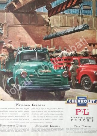 CARTEL ANTIGUO ORIGINAL DE CAMIONES CHEVROLET 1950 / 820