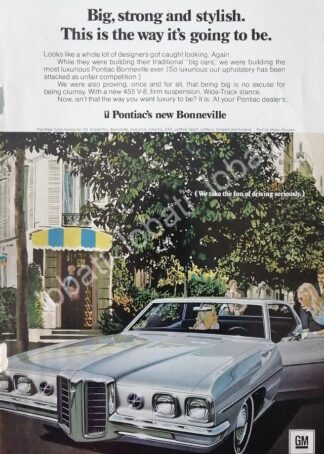 CARTEL ANTIGUO ORIGINAL DE AUTOS CHEVROLET PONTIAC BONEVILLE 1970 / 818