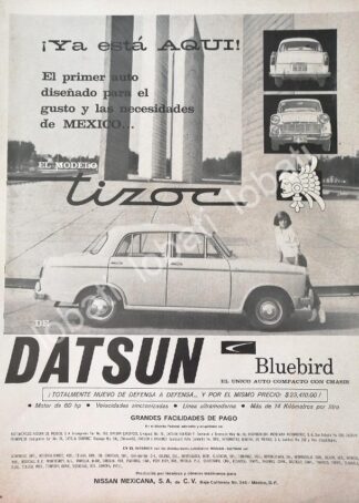 CARTEL ANTIGUO ORIGINAL DE AUTOS NISSAN DATSUN BLUEBIRD 1960 / 810