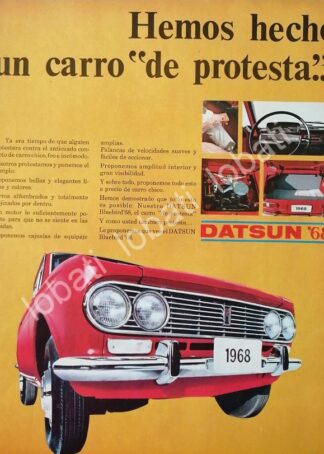 CARTEL ANTIGUO ORIGINAL DE AUTOS PICKUP NISSAN DATSUN BLUEBIRD 1968 / 808