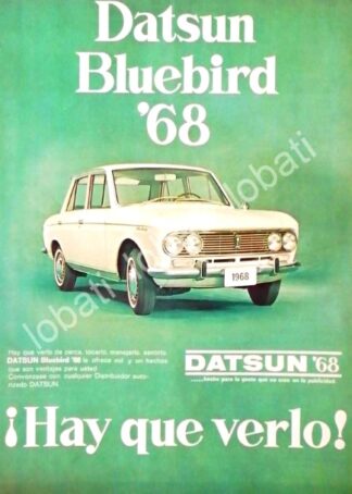 CARTEL ANTIGUO ORIGINAL DE AUTOS PICKUP NISSAN DATSUN BLUEBIRD 1968 / 807