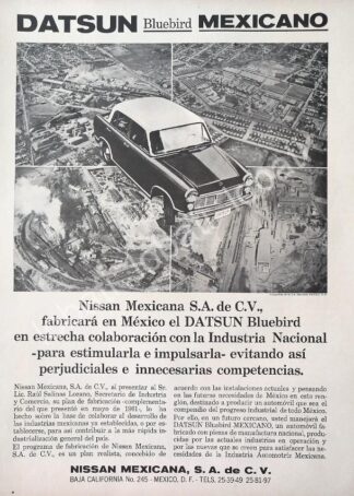 CARTEL ANTIGUO ORIGINAL DE AUTOS NISSAN DATSUN BLUEBIRD 1961 Y SU PRIMERA PLANTA / 803