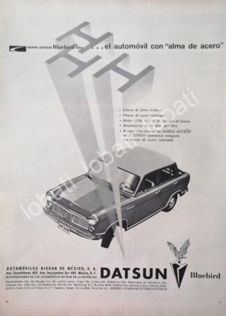 CARTEL ANTIGUO ORIGINAL DE AUTOS NISSAN DATSUN BLUEBIRD 1960 EL PRIMERO MEXICANO / 802