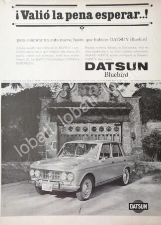 CARTEL ANTIGUO ORIGINAL DE AUTOS NISSAN DATSUN BLUEBIRD 1960 EL PRIMERO MEXICANO / 800