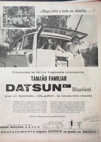 CARTEL ANTIGUO ORIGINAL DE AUTOS NISSAN DATSUN BLUEBIRD 1960 EL PRIMERO MEXICANO / 799