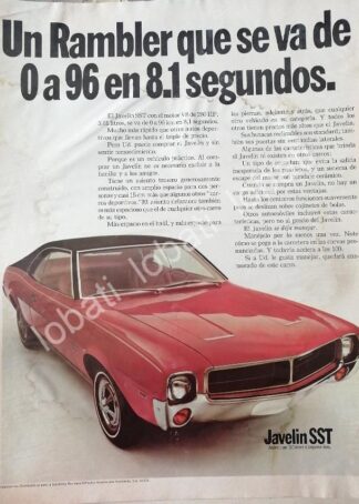 CARTEL ANTIGUO ORIGINAL DE AUTOS AMERICAN JAVELIN SST 1967/ 784 RARO