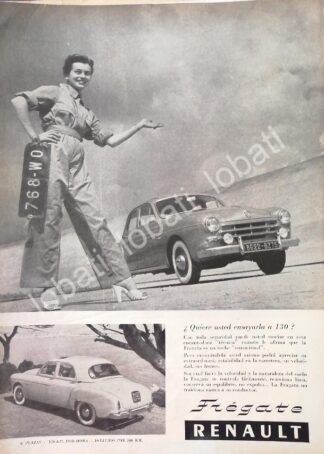 CARTEL ANTIGUO ORIGINAL DE AUTOS. RENAULT FREGATE (FRAGATA) 1953 / 777