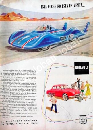 CARTEL ANTIGUO ORIGINAL DE AUTOS. RENAULT DAUPHINE ETOILE FILANTE 1957 / 776 / MUY RARO