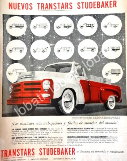 CARTEL ANTIGUO ORIGINAL DE AUTOS. PICKUP STUDEBAKER TRANSTAR 1956 / 774 / MUY RARO