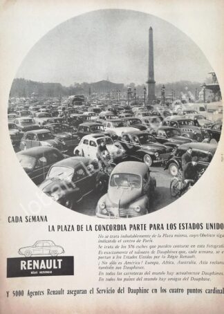 CARTEL ANTIGUO ORIGINAL DE AUTOS RENAULT 1957 / 772
