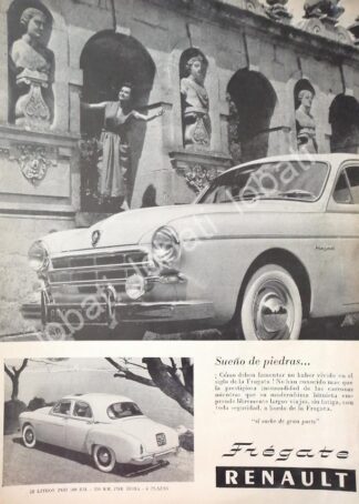 CARTEL ANTIGUO ORIGINAL DE AUTOS RENAULT FREGATE ( FRAGATA ) 1953 / 771 /RARO