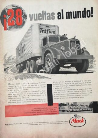 CARTEL ANTIGUO ORIGINAL DE CAMIONES TRAILER MACK i28 1953/ 766