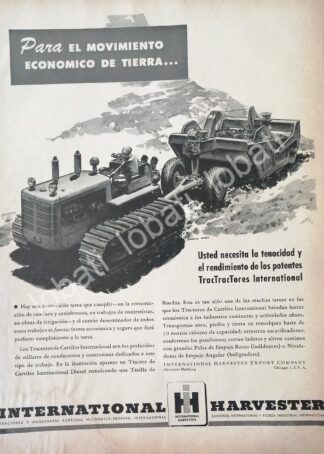 CARTEL ANTIGUO ORIGINAL DE TRACTORES DE ORUGA INTERNATIONAL HARVESTER 1956/ 763 RARO