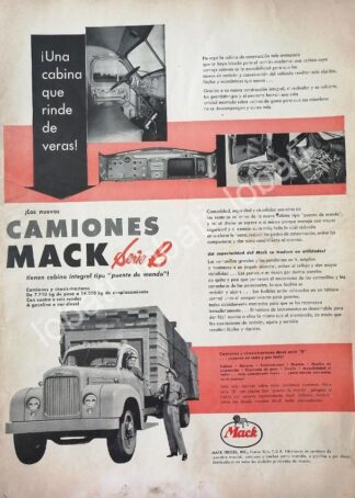 CARTEL ANTIGUO ORIGINAL DE CAMION TRAILER MACK SERIE B 1953 / 761
