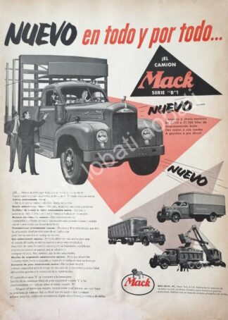 CARTEL ANTIGUO ORIGINAL DE CAMION TRAILER MACK SERIE B 1953 / 759