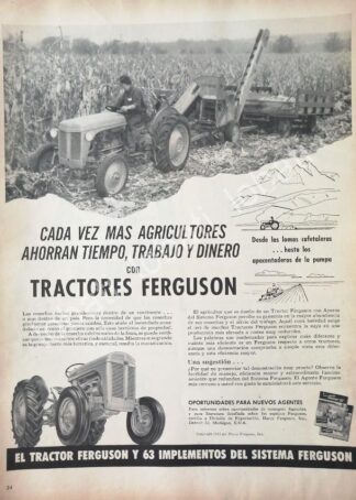 CARTEL ANTIGUO ORIGINAL DE TRACTORES FERGUSON 1953 / 758