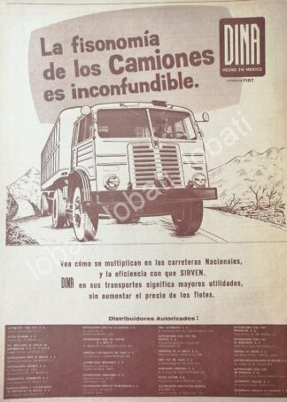 CARTEL ANTIGUO ORIGINAL DE CAMIONES DINA (DIESEL NACIONAL) 1959 /755 TRAILER