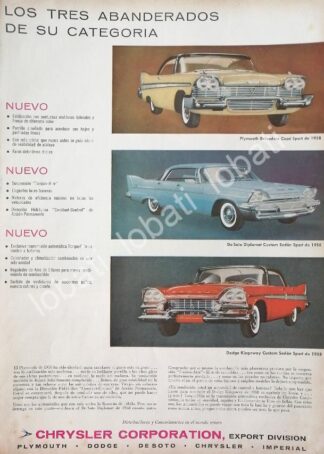 CARTEL ANTIGUO ORIGINAL DE AUTOS CHRYSLER DE SOTO DIPLOMAT Y MAS 1958 /752 (DESOTO)