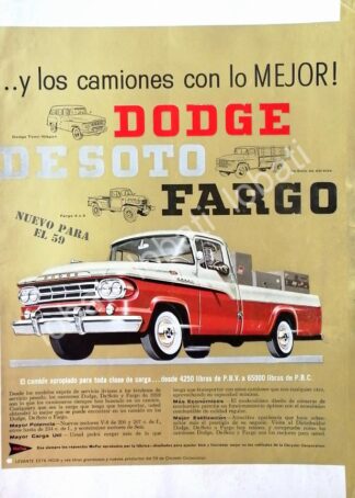 CARTEL ANTIGUO ORIGINAL DE AUTOS. PICKUP FARGO 1959 /751