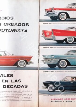 CARTEL ANTIGUO ORIGINAL DE AUTOS CHRYSLER PLYMOUTH BELVEDERE Y OTROS MODELOS DE 1957 /750