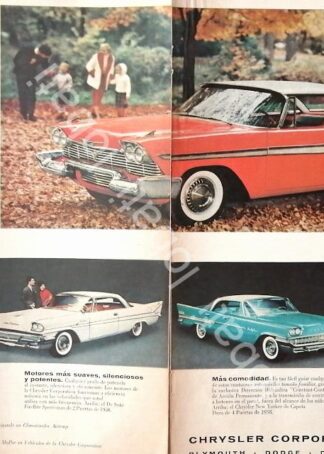 CARTEL ANTIGUO ORIGINAL DE AUTOS CHRYSLER PLYMOUTH BELVEDERE Y OTROS MODELOS DE 1958 /749