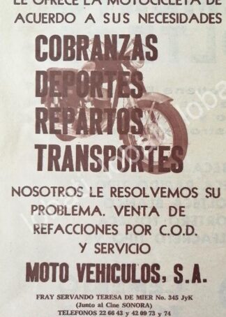 CARTEL ANTIGUO ORIGINAL DE MOTOCICLETAS ISLO 1960s /34 MOTO VEHICULOS S.A