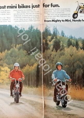 CARTEL ANTIGUO ORIGINAL DE MINI MOTOS HONDA QA50 Y OTRAS MOTOCICLETAS