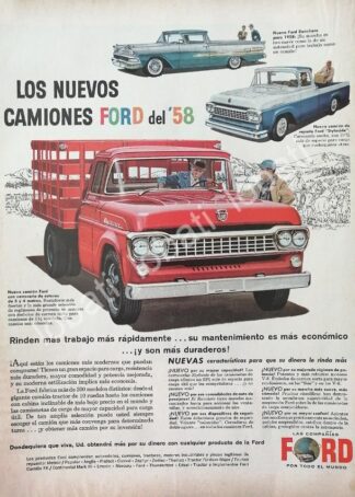 CARTEL ANTIGUO ORIGINAL DE CAMIONES FORD 1958 Y OTROS /747