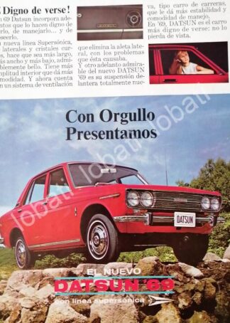 CARTEL ANTIGUO ORIGINAL DE PUBLICIDAD ANTIGUA DE AUTOS NISSAN DATSUN 1969 / 736