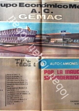 CARTEL ANTIGUO ORIGINAL DE INAUGURAN AGENCIA DE AUTOS. AUTO CAMIONES DE MEXICO S.A 1969 / 735