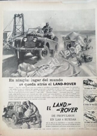 CARTEL ANTIGUO ORIGINAL DE DE AUTOS LAND ROVER 1958 / 734