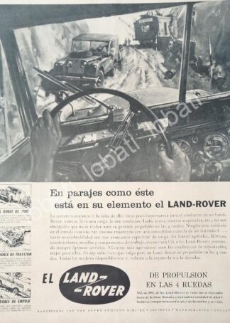 CARTEL ANTIGUO ORIGINAL DE DE AUTOS LAND ROVER 1958 / 733