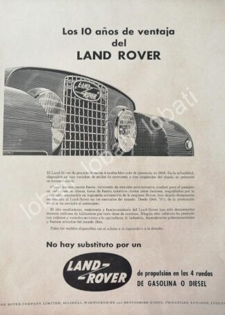 CARTEL ANTIGUO ORIGINAL DE DE AUTOS LAND ROVER 1958 / 732