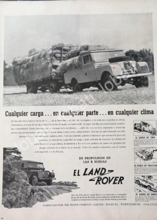 CARTEL ANTIGUO ORIGINAL DE DE AUTOS LAND ROVER 1957 / 729