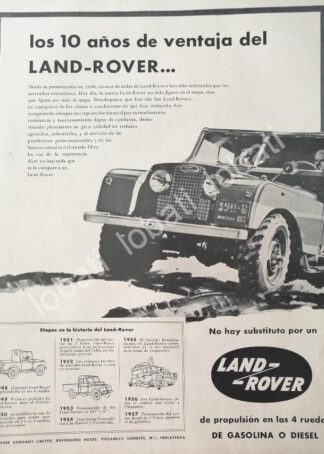 CARTEL ANTIGUO ORIGINAL DE DE AUTOS LAND ROVER 1957/ 728