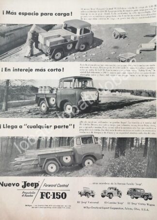 CARTEL ANTIGUO ORIGINAL DE AUTOS Y CAMIONES WILLYS JEEP FC-150 1957 / 725