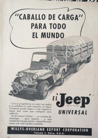 CARTEL ANTIGUO ORIGINAL DE MINI CARTEL AUTOS. WILLIS JEEP 1950s / 715