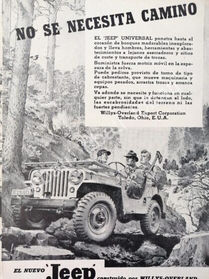 CARTEL ANTIGUO ORIGINAL DE MINI CARTEL AUTOS. CAMIONES WILLIS JEEP 1950s / 714
