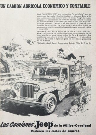 CARTEL ANTIGUO ORIGINAL DE MINI CARTEL AUTOS. CAMIONES WILLIS JEEP 1948 / 713