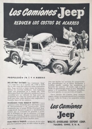 CARTEL ANTIGUO ORIGINAL DE AUTOS. CAMIONETA PICKUP WILLYS JEEP 1948 / 712