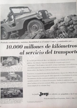 CARTEL ANTIGUO ORIGINAL DE AUTOS WILLYS JEEP UNIVERSAL CJ-5 1953 / 711