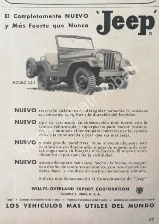 CARTEL ANTIGUO ORIGINAL DE MINI CARTEL AUTOS JEEP 1959 / 710