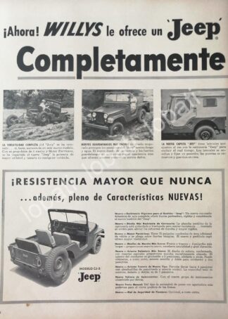 CARTEL ANTIGUO ORIGINAL DE AUTOS WILLYS JEEP UNIVERSAL CJ-5 1953 / 709